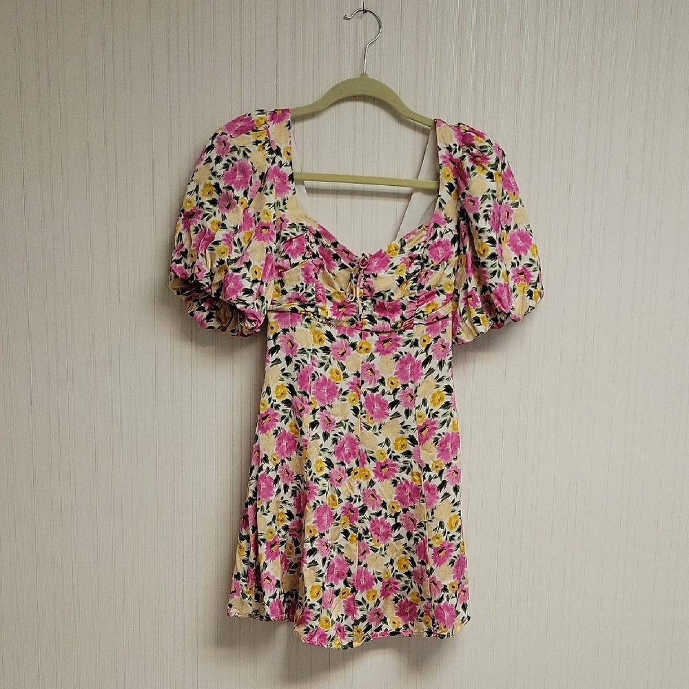 For Love & Lemons Sasha Pink & Yellow Floral Mini Dress Sz XS. festival - Picture 4 of 7